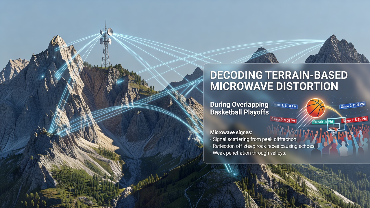 Microwave relay stations positioned on high ridges to serve remote communities with sports programming