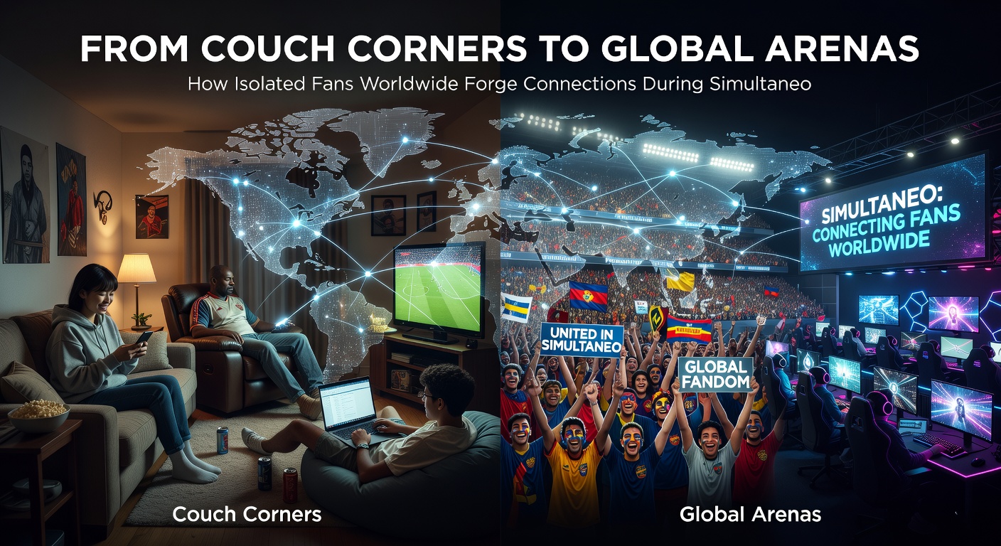 Diverse group of fans engaging in online discussions during global sports overlaps