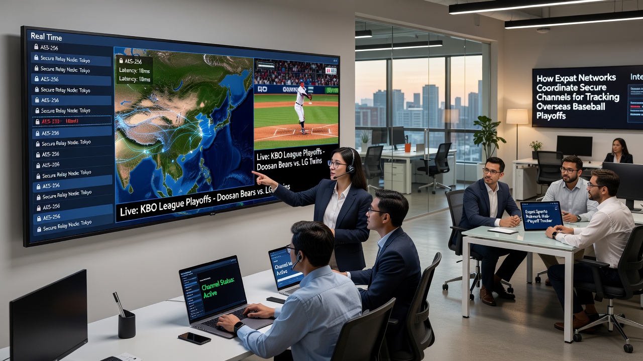 Secure coordination hubs used by expats for simultaneous baseball and UFC tracking
