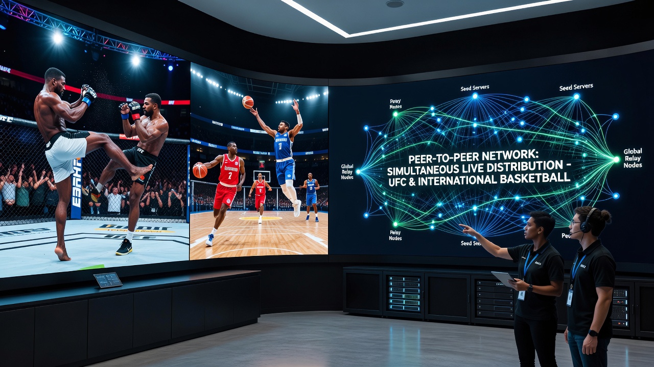Map showing global peer distribution nodes supporting live sports streaming in restricted areas