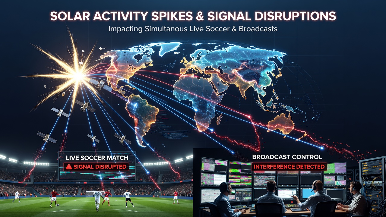 Equatorial satellite signal disruption during solar events affecting soccer and basketball broadcasts